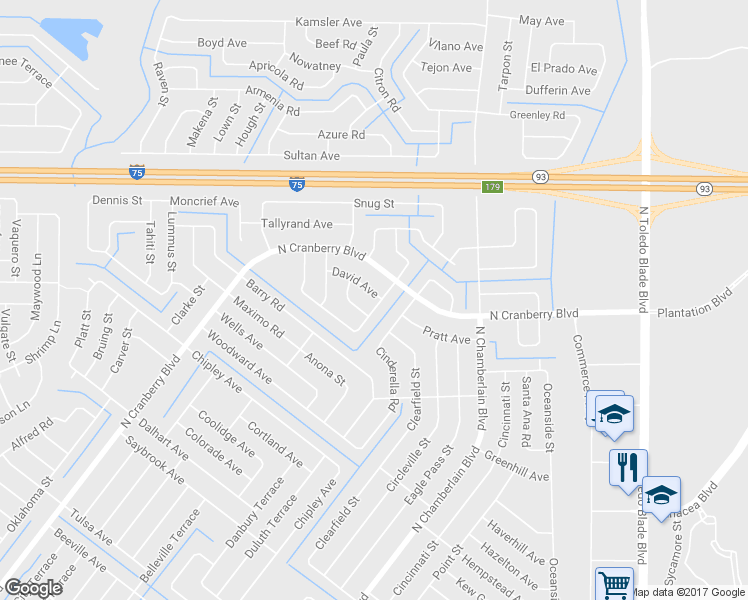 map of restaurants, bars, coffee shops, grocery stores, and more near 4379 Michaler Street in North Port