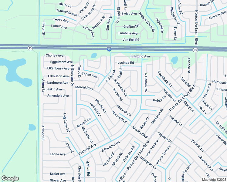 map of restaurants, bars, coffee shops, grocery stores, and more near 7603 Blutter Road in North Port