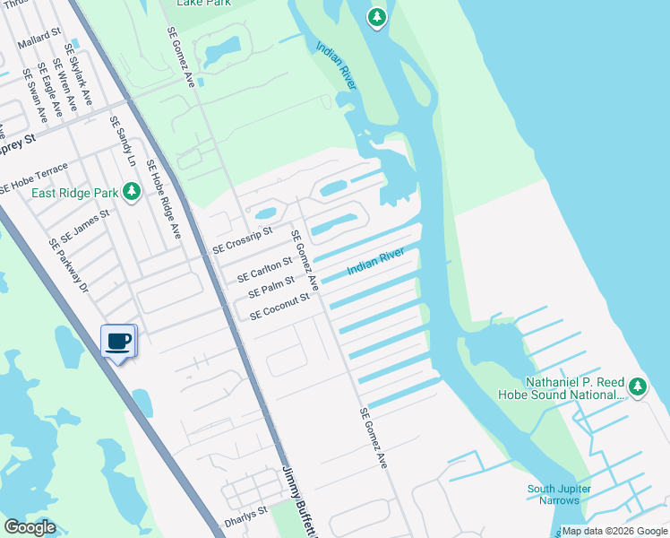 map of restaurants, bars, coffee shops, grocery stores, and more near 8315 Southeast Palm Street in Hobe Sound
