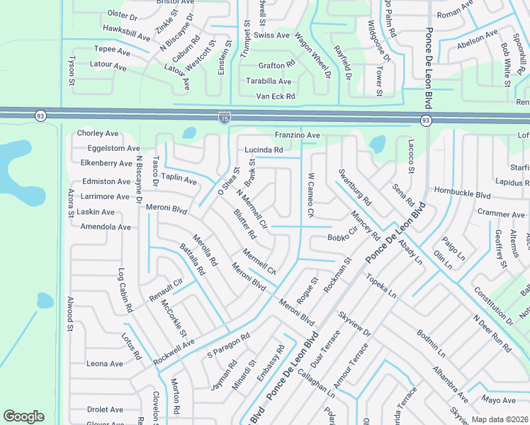 map of restaurants, bars, coffee shops, grocery stores, and more near 4580 South Forlano Circle in North Port