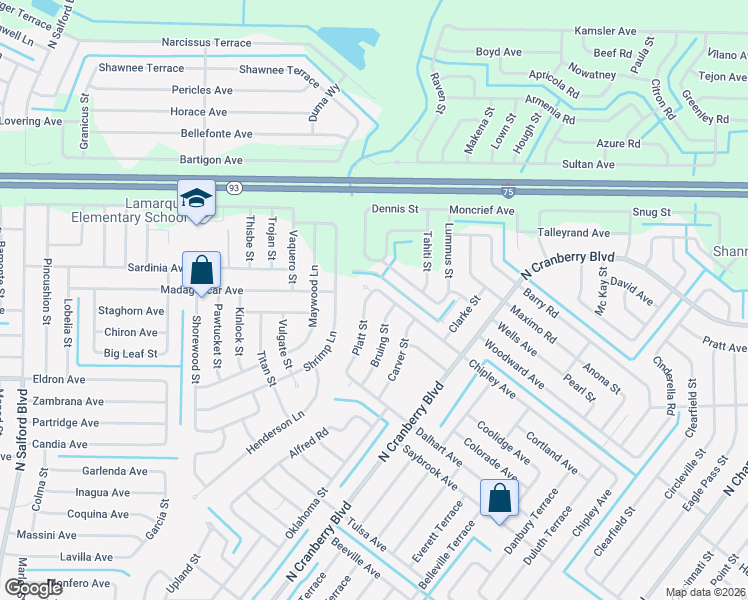 map of restaurants, bars, coffee shops, grocery stores, and more near 4288 Platt Street in North Port