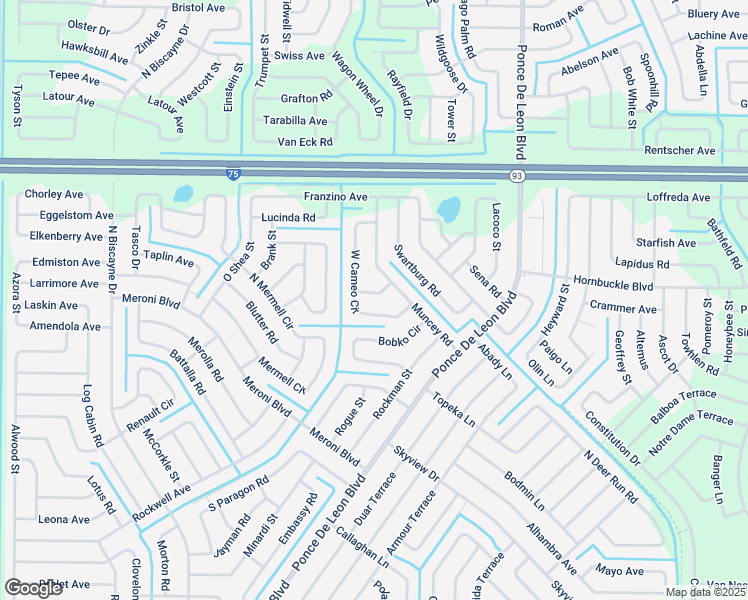 map of restaurants, bars, coffee shops, grocery stores, and more near 3735 Village Avenue in North Port