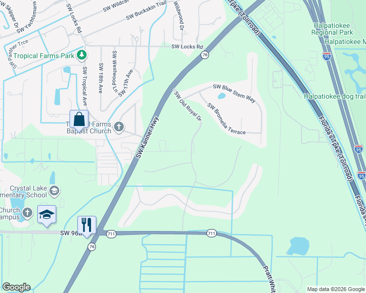 map of restaurants, bars, coffee shops, grocery stores, and more near 1303 Southwest Heather Terrace in Stuart