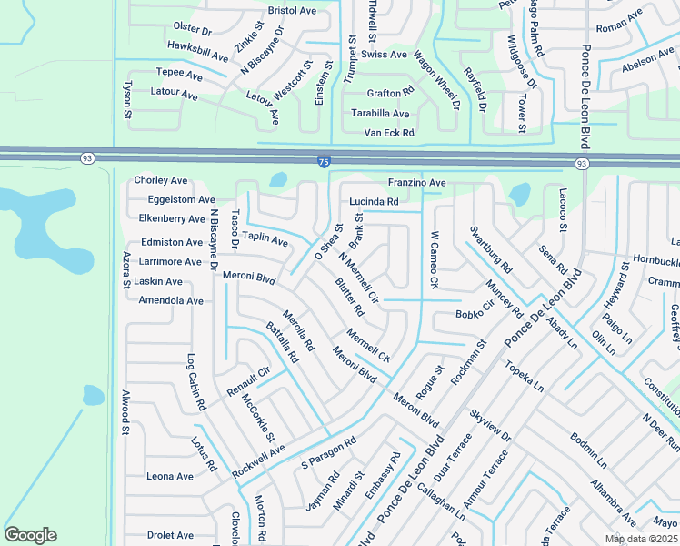 map of restaurants, bars, coffee shops, grocery stores, and more near 7603 Blutter Road in North Port