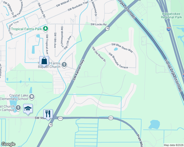 map of restaurants, bars, coffee shops, grocery stores, and more near 1303 Southwest Heather Terrace in Stuart