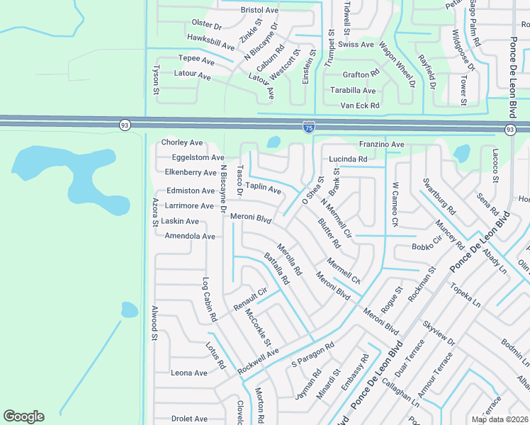 map of restaurants, bars, coffee shops, grocery stores, and more near 7800 Meroni Boulevard in North Port
