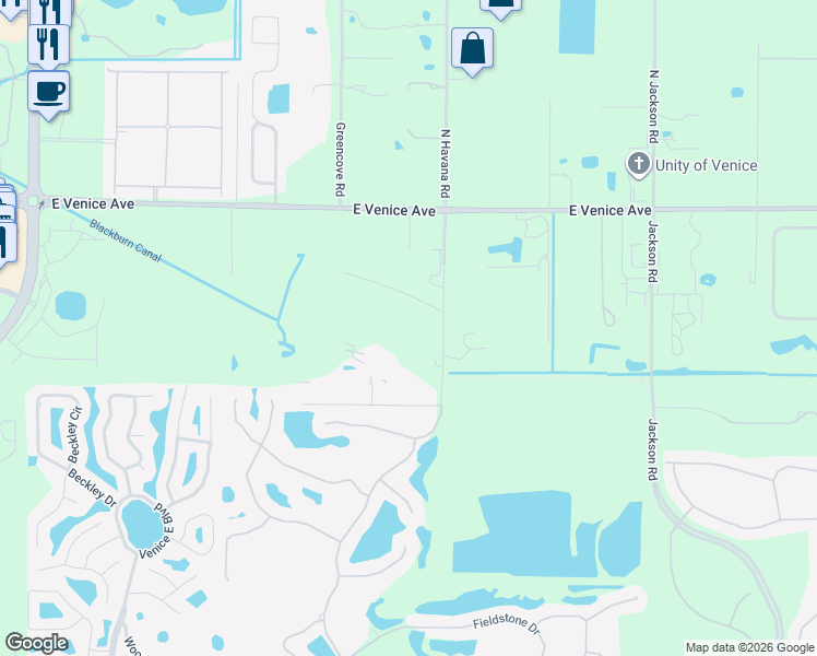 map of restaurants, bars, coffee shops, grocery stores, and more near 2883 Gladesview Drive in Venice