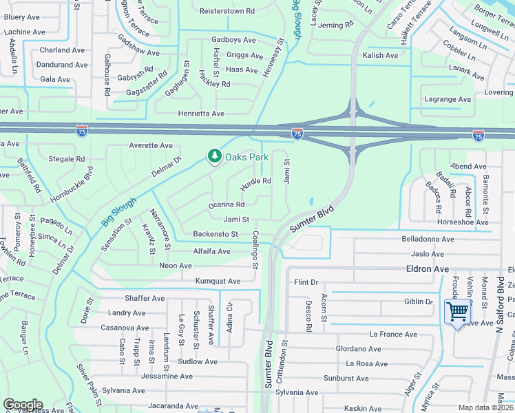 map of restaurants, bars, coffee shops, grocery stores, and more near 5129 Jami Street in North Port