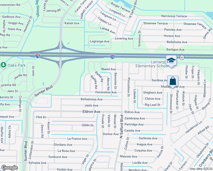 map of restaurants, bars, coffee shops, grocery stores, and more near 4310 Badali Road in North Port