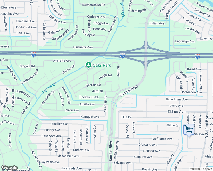 map of restaurants, bars, coffee shops, grocery stores, and more near 5129 Jami Street in North Port
