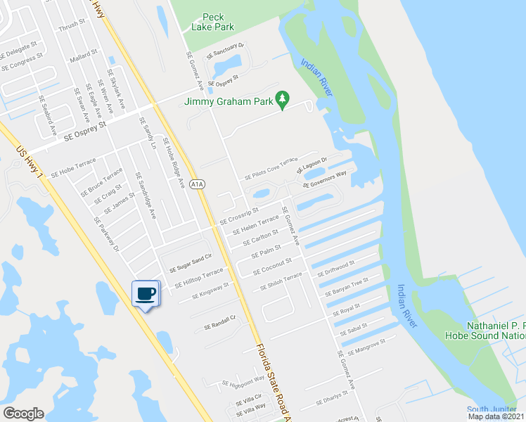 map of restaurants, bars, coffee shops, grocery stores, and more near 8090 Southeast Crossrip Street in Hobe Sound