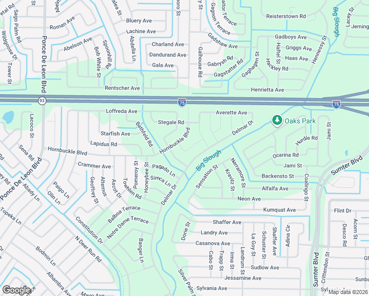 map of restaurants, bars, coffee shops, grocery stores, and more near 5956 Nyberg Road in North Port