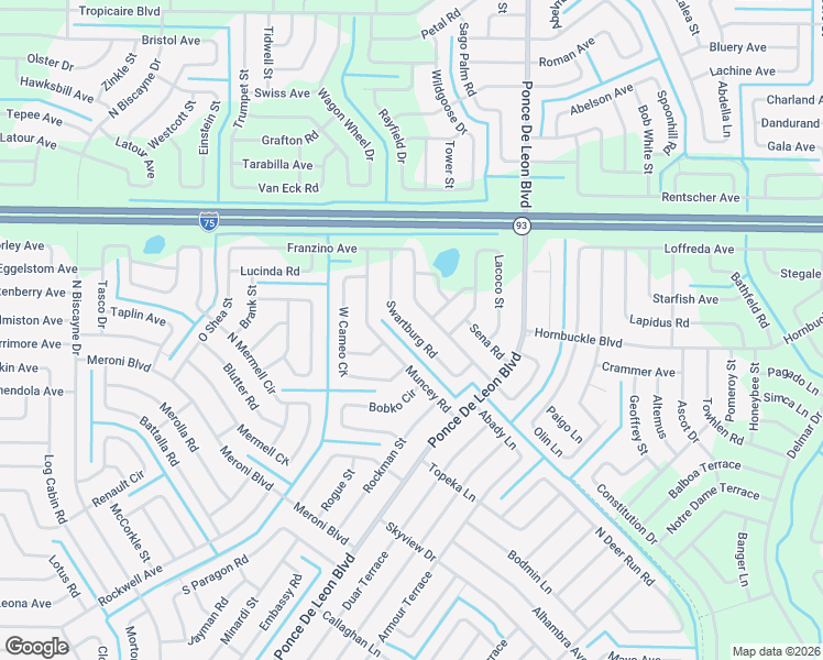 map of restaurants, bars, coffee shops, grocery stores, and more near 7309 Helliwell Street in North Port