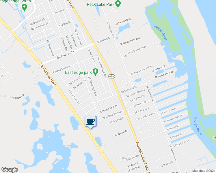 map of restaurants, bars, coffee shops, grocery stores, and more near 9018 Southeast Hobe Ridge Avenue in Hobe Sound