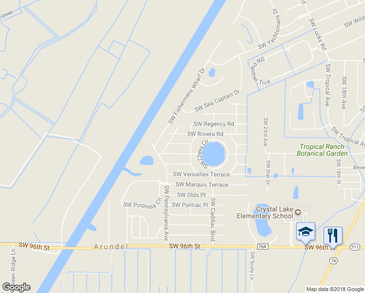 map of restaurants, bars, coffee shops, grocery stores, and more near 2802 Southwest Regal Terrace in Stuart