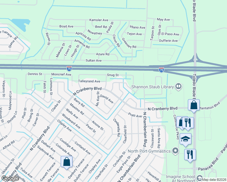 map of restaurants, bars, coffee shops, grocery stores, and more near 2463 Ancient Road in North Port
