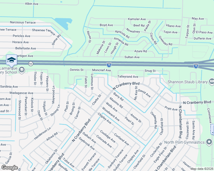 map of restaurants, bars, coffee shops, grocery stores, and more near 4710 Big Street in North Port