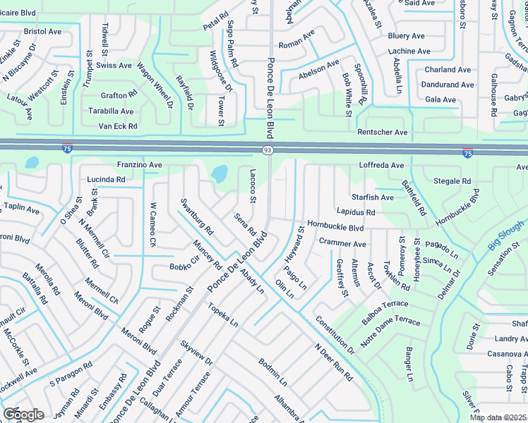 map of restaurants, bars, coffee shops, grocery stores, and more near 4329 Ponce De Leon Boulevard in North Port