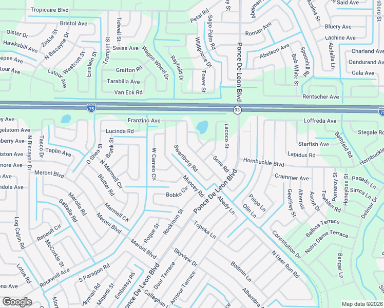 map of restaurants, bars, coffee shops, grocery stores, and more near 7309 Helliwell Street in North Port