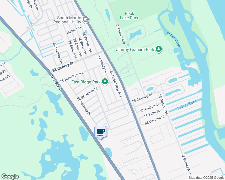 map of restaurants, bars, coffee shops, grocery stores, and more near 8954 Southeast Bobo Court in Hobe Sound