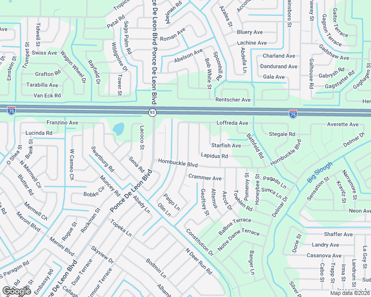 map of restaurants, bars, coffee shops, grocery stores, and more near 6772 Hornbuckle Boulevard in North Port
