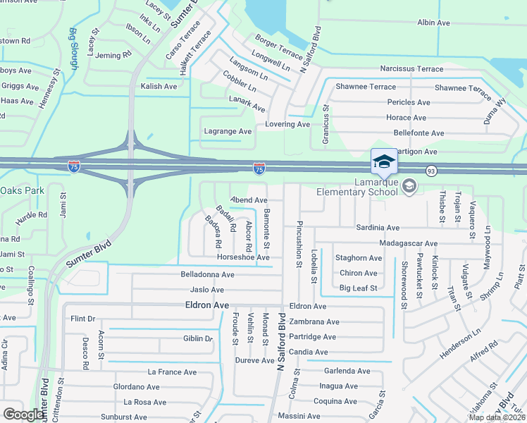 map of restaurants, bars, coffee shops, grocery stores, and more near 4122 Abend Avenue in North Port