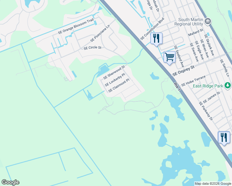map of restaurants, bars, coffee shops, grocery stores, and more near 6431 Southeast Clairmont Place in Hobe Sound