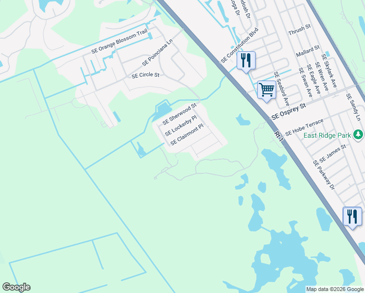 map of restaurants, bars, coffee shops, grocery stores, and more near 6431 Southeast Clairmont Place in Hobe Sound