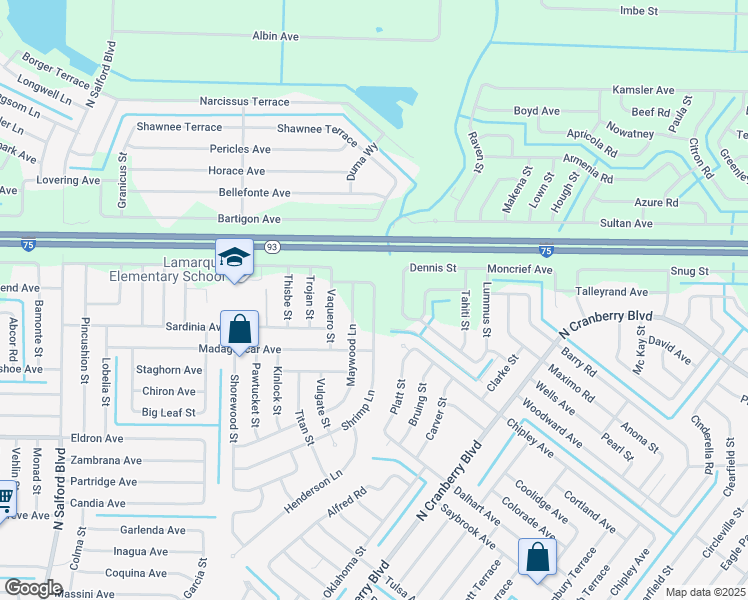map of restaurants, bars, coffee shops, grocery stores, and more near 4667 Shrimp Lane in North Port