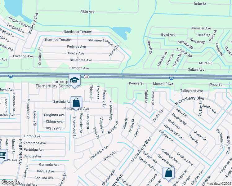 map of restaurants, bars, coffee shops, grocery stores, and more near 4667 Shrimp Lane in North Port