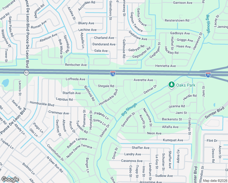 map of restaurants, bars, coffee shops, grocery stores, and more near 5969 Stegale Road in North Port