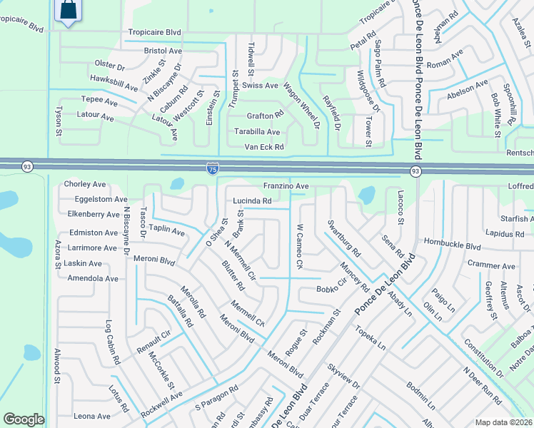 map of restaurants, bars, coffee shops, grocery stores, and more near 7773 Lucinda Road in North Port