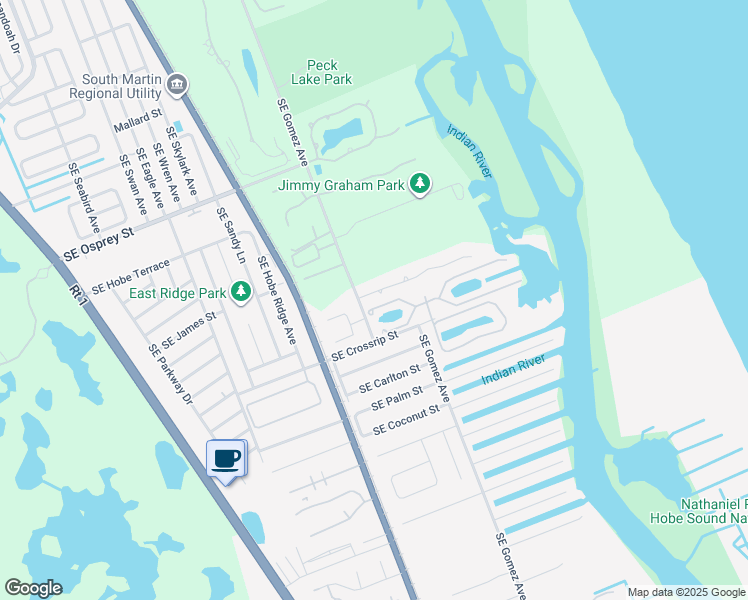 map of restaurants, bars, coffee shops, grocery stores, and more near 8072 Southeast Pilots Cove Terrace in Hobe Sound