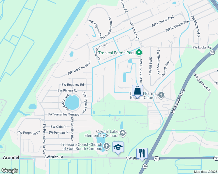 map of restaurants, bars, coffee shops, grocery stores, and more near 2201-2325 Southwest 23rd Avenue in Stuart