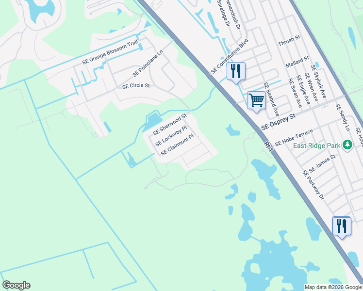 map of restaurants, bars, coffee shops, grocery stores, and more near 6512 Southeast Clairmont Place in Hobe Sound