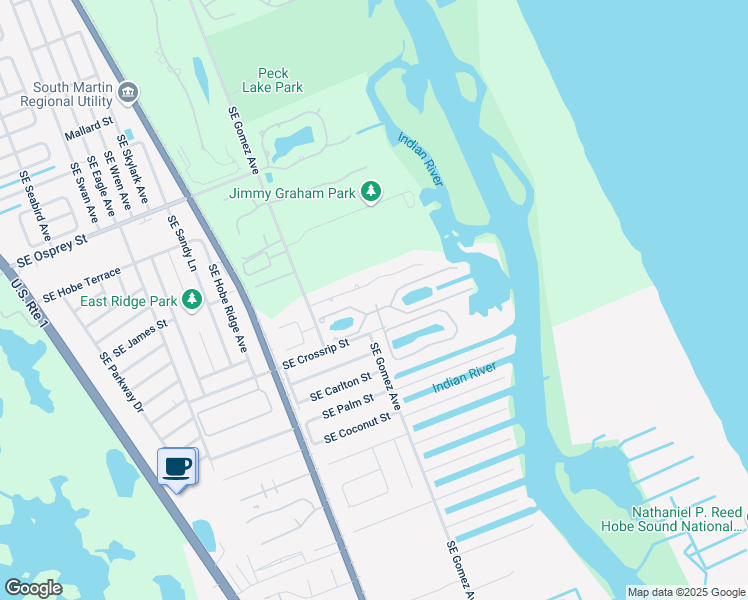 map of restaurants, bars, coffee shops, grocery stores, and more near 8779 Southeast Governors Landing Drive in Hobe Sound