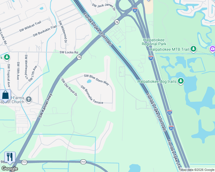 map of restaurants, bars, coffee shops, grocery stores, and more near 8839 Southwest Galardia Court in Stuart
