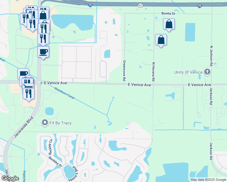 map of restaurants, bars, coffee shops, grocery stores, and more near 2735 East Venice Avenue in Venice