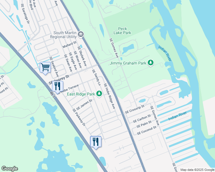 map of restaurants, bars, coffee shops, grocery stores, and more near 8753 Southeast Hobe Ridge Avenue in Hobe Sound