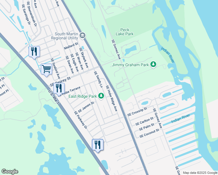 map of restaurants, bars, coffee shops, grocery stores, and more near 8753 Southeast Hobe Ridge Avenue in Hobe Sound