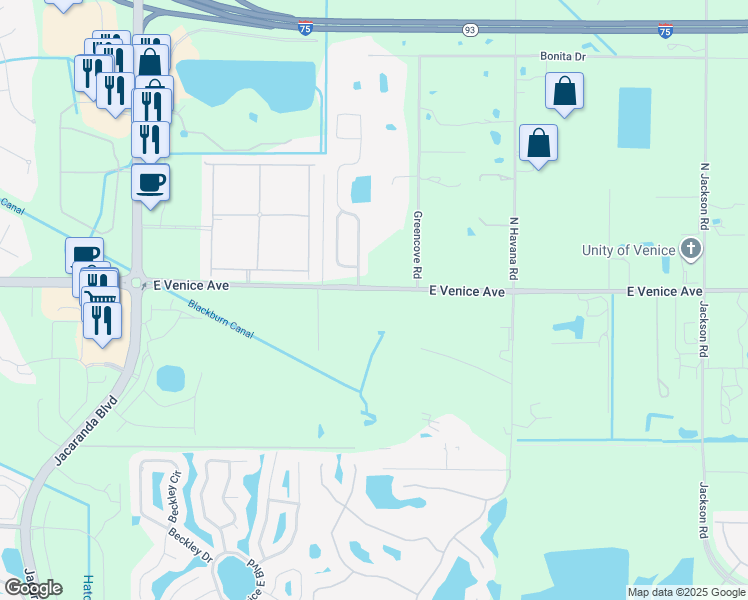 map of restaurants, bars, coffee shops, grocery stores, and more near 2735 East Venice Avenue in Venice