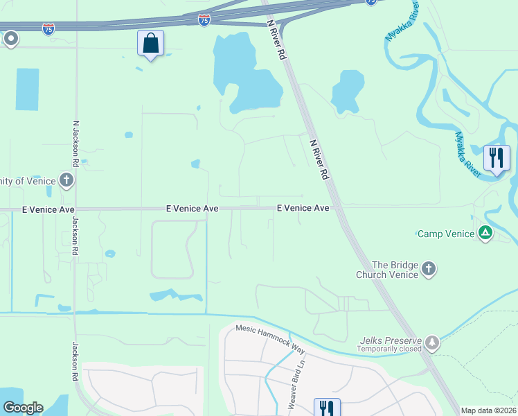 map of restaurants, bars, coffee shops, grocery stores, and more near 3655 East Venice Avenue in Venice