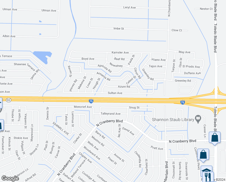 map of restaurants, bars, coffee shops, grocery stores, and more near 2350 Sultan Avenue in North Port