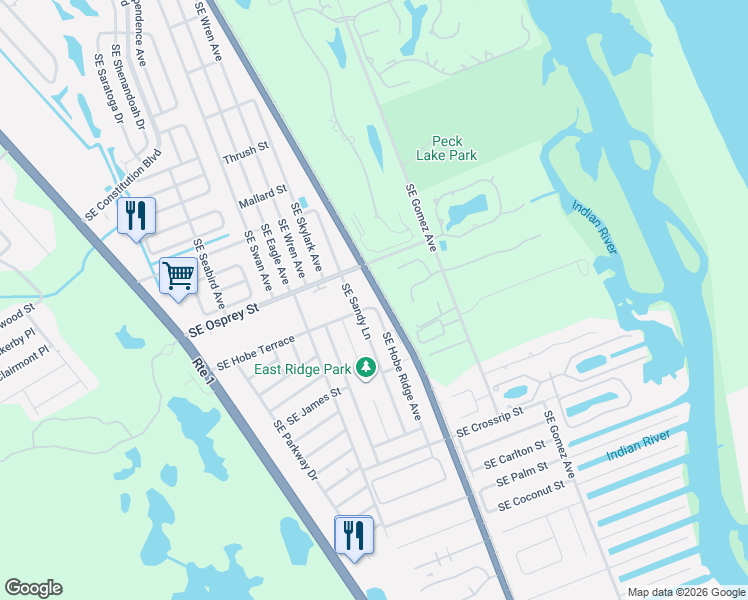 map of restaurants, bars, coffee shops, grocery stores, and more near 8657 Southeast Hobe Ridge Avenue in Hobe Sound