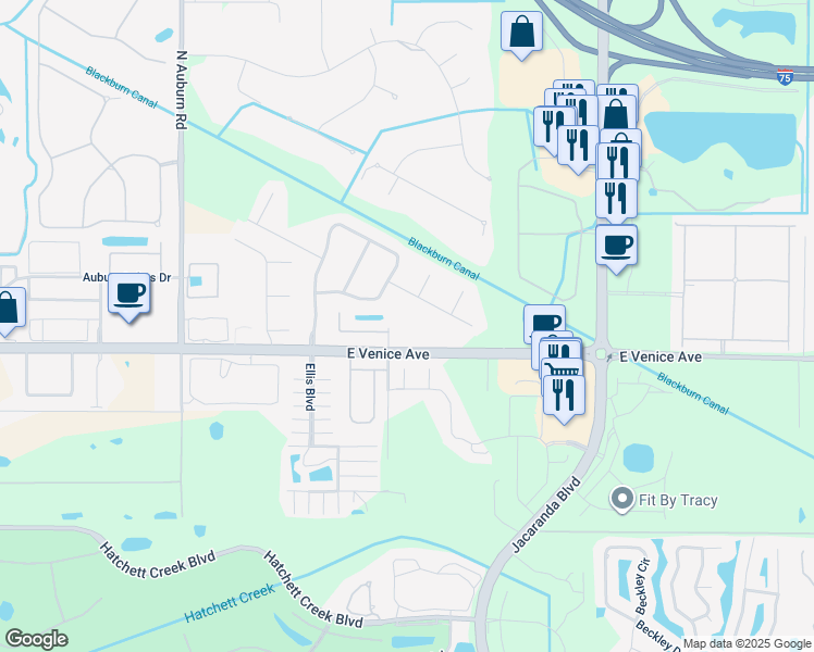 map of restaurants, bars, coffee shops, grocery stores, and more near 2125 Date Palm Way in Venice