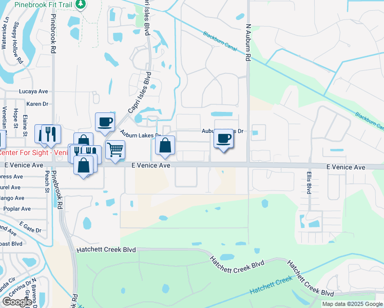 map of restaurants, bars, coffee shops, grocery stores, and more near 6202 L Pavia Boulevard in Venice