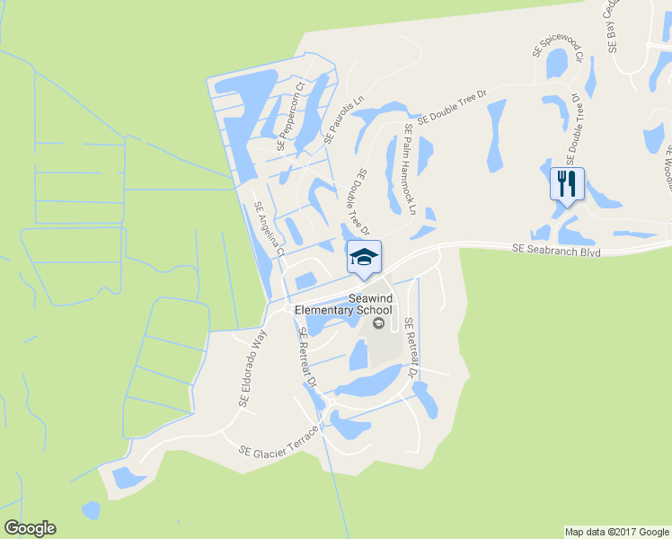 map of restaurants, bars, coffee shops, grocery stores, and more near 8471 Southeast Retreat Drive in Hobe Sound