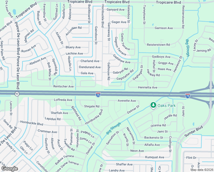map of restaurants, bars, coffee shops, grocery stores, and more near 5007 Galhouse Road in North Port