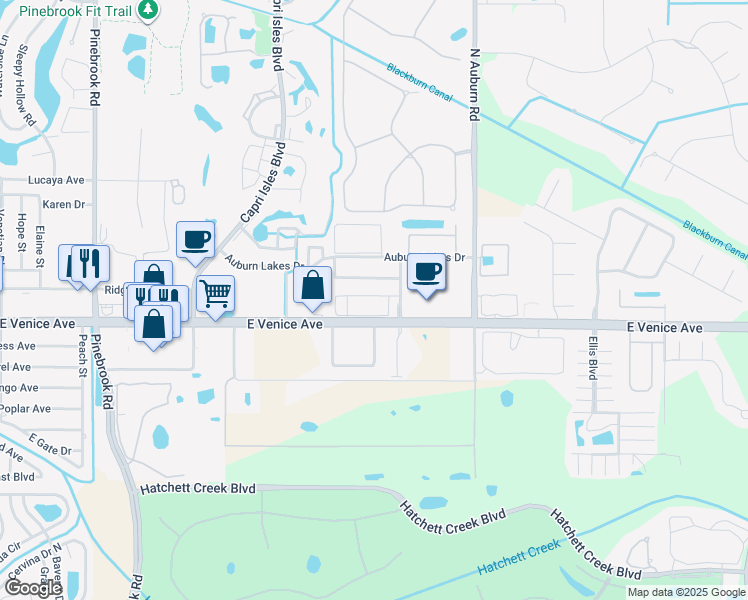map of restaurants, bars, coffee shops, grocery stores, and more near 6202 L Pavia Boulevard in Venice
