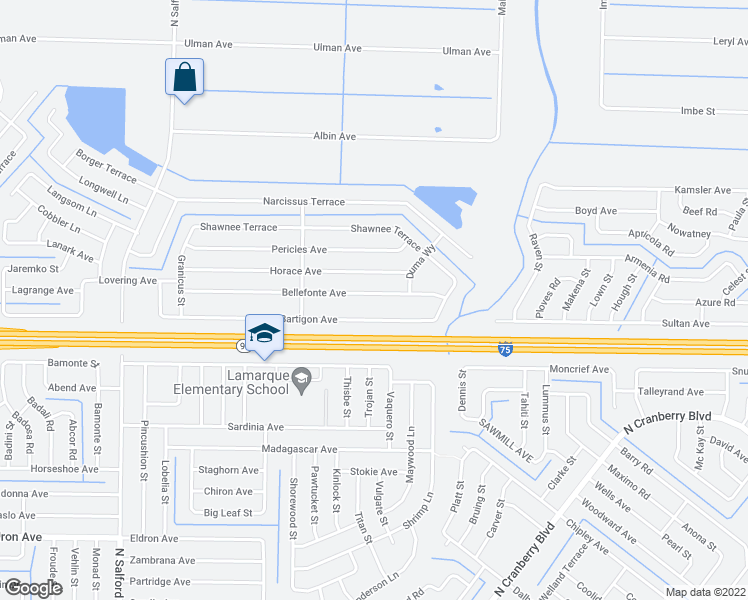 map of restaurants, bars, coffee shops, grocery stores, and more near 3243 Bellefonte Avenue in North Port
